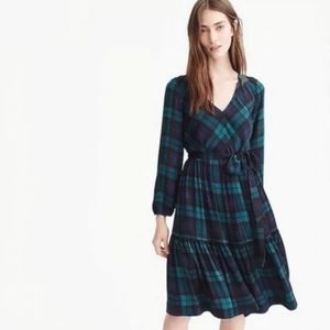 J.Crew Blackwatch Plaid Long-Sleeve Dress